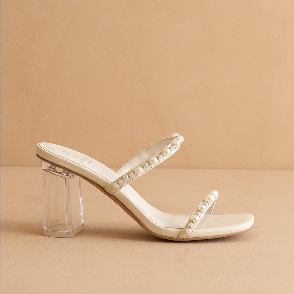 Oasis Society The Mae Beige Strappy Pearl Heel